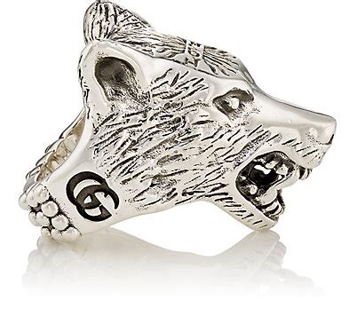 gucci black wolf ring